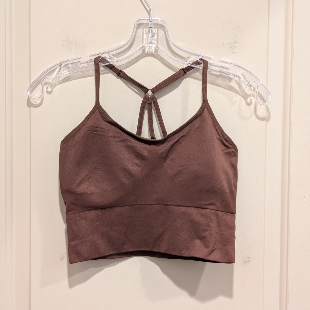 PLT Seamless Strappy Bralette Sports Bra Brown Size Small